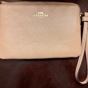 Coach Beige Wristlet Clutch